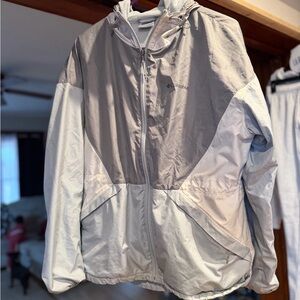 Columbia Two-Tone Gray Hooded Windbreaker Jacket